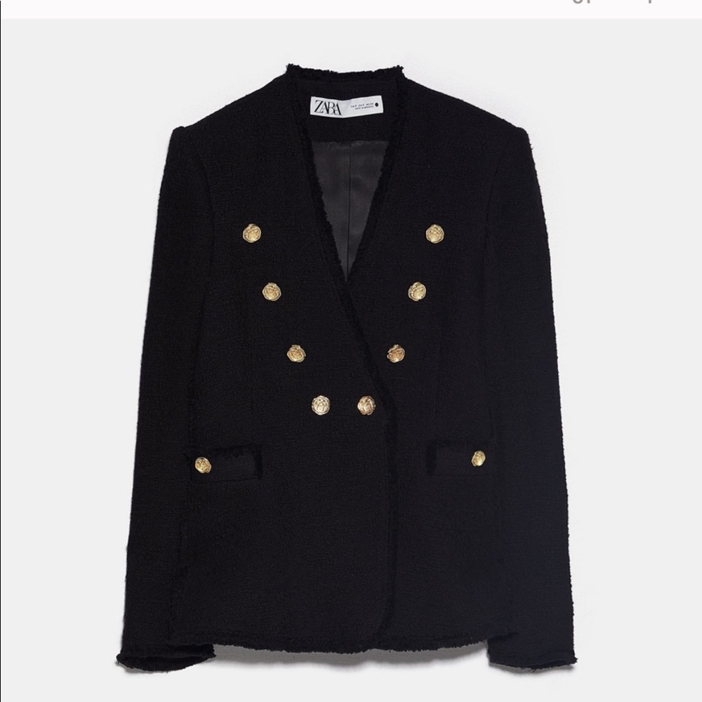 Zara Chic Black Tweed Blazer